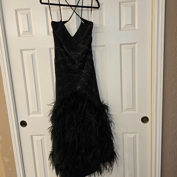 Rhinestone & Feather Gown - Picture 1 of 10